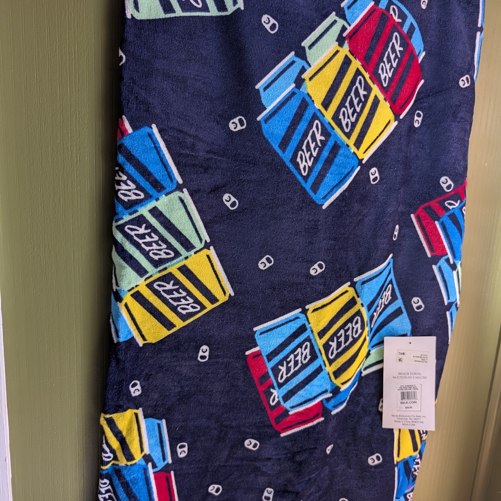 Belk Multi-Color Beach Towel NWT 36x72